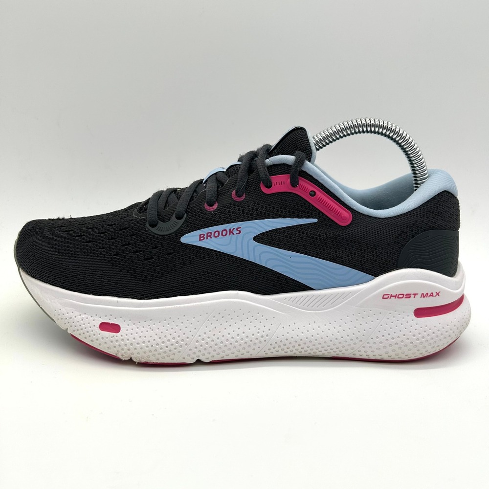 Brooks Ghost Max Shoes Womens 8.5 Black Pink Blue Running Sneakers Cushioned